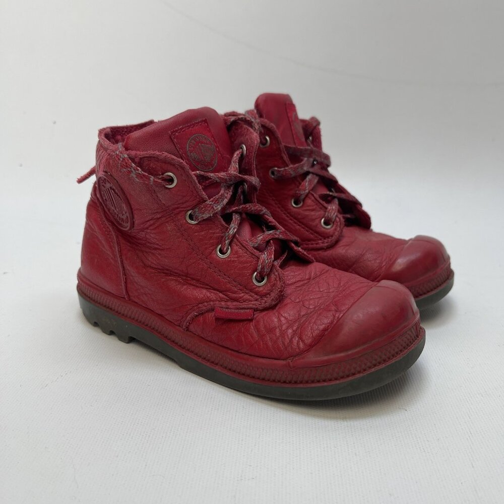 Palladium Pampa Hi Boots Toddler Boy 10 US Red Leather Distressed Combat Grunge